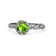 1 - Allene Signature Round Peridot and Diamond Halo Engagement Ring 