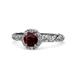 1 - Allene Signature Round Red Garnet and Diamond Halo Engagement Ring 