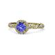 1 - Allene Signature Tanzanite and Diamond Halo Engagement Ring 