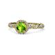 1 - Allene Signature Peridot and Diamond Halo Engagement Ring 
