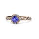 1 - Allene Signature Tanzanite and Diamond Halo Engagement Ring 
