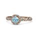 1 - Allene Signature Aquamarine and Diamond Halo Engagement Ring 