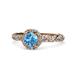 1 - Allene Signature Blue Topaz and Diamond Halo Engagement Ring 