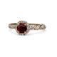 1 - Allene Signature Red Garnet and Diamond Halo Engagement Ring 