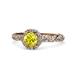 1 - Allene Signature Yellow and White Diamond Halo Engagement Ring 