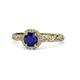 1 - Allene Signature Blue Sapphire and Diamond Halo Engagement Ring 