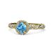 1 - Allene Signature Blue Topaz and Diamond Halo Engagement Ring 