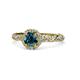 1 - Allene Signature Blue and White Diamond Halo Engagement Ring 
