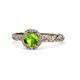 1 - Allene Signature Peridot and Diamond Halo Engagement Ring 