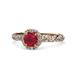 1 - Allene Signature Ruby and Diamond Halo Engagement Ring 