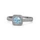 1 - Amias Signature Aquamarine and Diamond Halo Engagement Ring 
