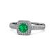 1 - Amias Signature Emerald and Diamond Halo Engagement Ring 