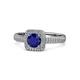 1 - Amias Signature Blue Sapphire and Diamond Halo Engagement Ring 