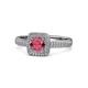 1 - Amias Signature Rhodolite Garnet and Diamond Halo Engagement Ring 
