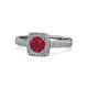 1 - Amias Signature Ruby and Diamond Halo Engagement Ring 