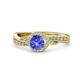 1 - Nebia Signature Tanzanite and Diamond Bypass Womens Engagement Ring 