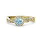 1 - Nebia Signature Aquamarine and Diamond Bypass Womens Engagement Ring 