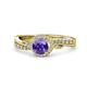 1 - Nebia Signature Iolite and Diamond Bypass Womens Engagement Ring 