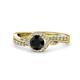 1 - Nebia Signature Black and White Diamond Bypass Womens Engagement Ring 