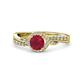 1 - Nebia Signature Ruby and Diamond Bypass Womens Engagement Ring 