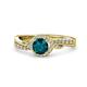 1 - Nebia Signature London Blue Topaz and Diamond Bypass Womens Engagement Ring 