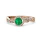 1 - Nebia Signature Emerald and Diamond Bypass Womens Engagement Ring 