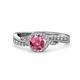 1 - Nebia Signature Pink Tourmaline and Diamond Bypass Womens Engagement Ring 