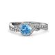 1 - Nebia Signature Blue Topaz and Diamond Bypass Womens Engagement Ring 