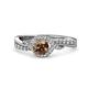 1 - Nebia Signature Smoky Quartz and Diamond Bypass Womens Engagement Ring 