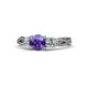 1 - Alika Signature Iolite and Diamond Three Stone Engagement Ring 