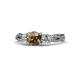 1 - Alika Signature Smoky Quartz and Diamond Three Stone Engagement Ring 
