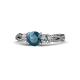 1 - Alika Signature London Blue Topaz and Diamond Three Stone Engagement Ring 