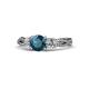 1 - Alika Signature Blue and White Diamond Three Stone Engagement Ring 