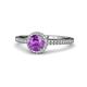 1 - Syna Signature Round Diamond and Amethyst Halo Engagement Ring 