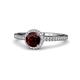 1 - Syna Signature Round Red Garnet and Diamond Halo Engagement Ring 