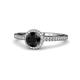 1 - Syna Signature Round Black and White Diamond Halo Engagement Ring 