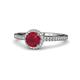 1 - Syna Signature Ruby and Diamond Halo Engagement Ring 