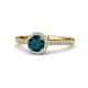 1 - Syna Signature London Blue Topaz and Diamond Halo Engagement Ring 