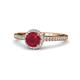 1 - Syna Signature Ruby and Diamond Halo Engagement Ring 
