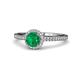 1 - Syna Signature Emerald and Diamond Halo Engagement Ring 