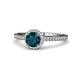 1 - Syna Signature London Blue Topaz and Diamond Halo Engagement Ring 