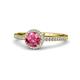 1 - Syna Signature Pink Tourmaline and Diamond Halo Engagement Ring 