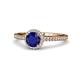 1 - Syna Signature Blue Sapphire and Diamond Halo Engagement Ring 