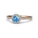 1 - Syna Signature Blue Topaz and Diamond Halo Engagement Ring 
