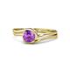 1 - Elena Signature 5.50 mm Round Amethyst Bypass Solitaire Engagement Ring 