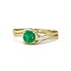 1 - Elena Signature 5.50 mm Round Emerald Bypass Solitaire Engagement Ring 