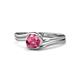 1 - Elena Signature 5.50 mm Round Pink Tourmaline Bypass Solitaire Engagement Ring 