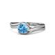 1 - Elena Signature 5.50 mm Round Blue Topaz Bypass Solitaire Engagement Ring 