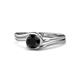 1 - Elena Signature 5.50 mm Round Black Diamond Bypass Solitaire Engagement Ring 