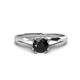 1 - Flora 6.00 mm Round Black Diamond Solitaire Engagement Ring 
